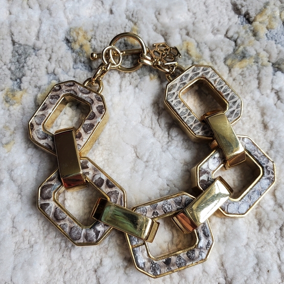 Ann Taylor Gold Tone Snake Embossed Bracelet - Picture 3 of 9